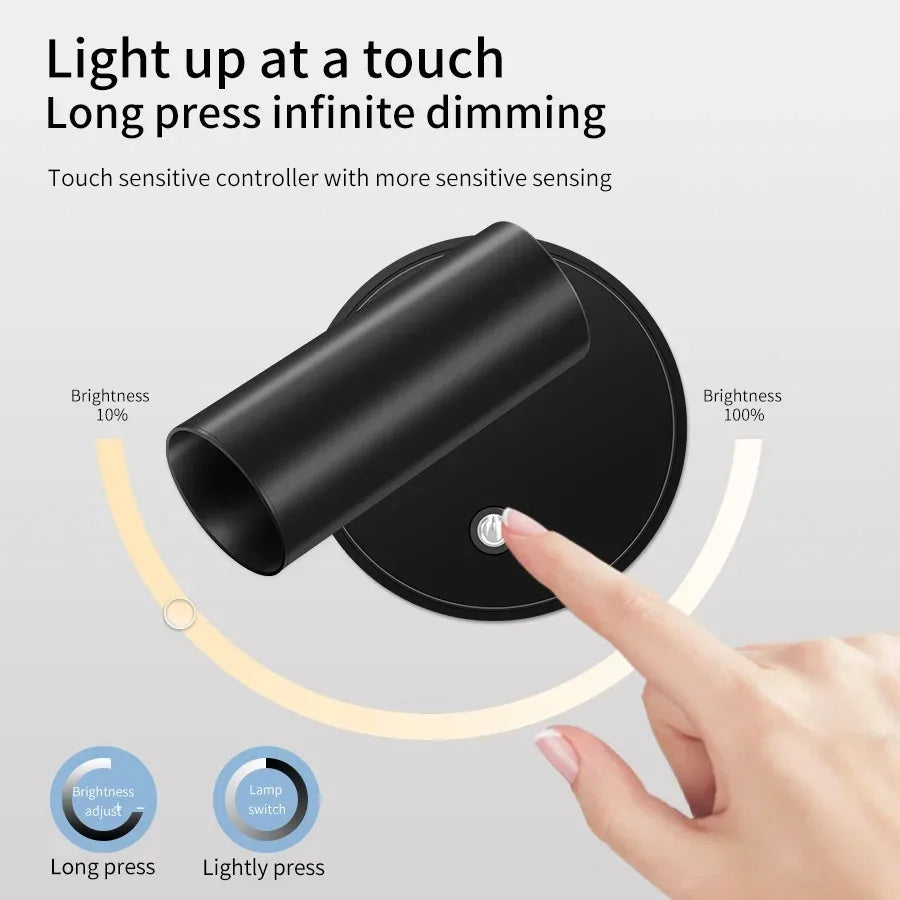 Dimmable LED Wireless USB Rechargeable Wall Spotlight - Smarsty
