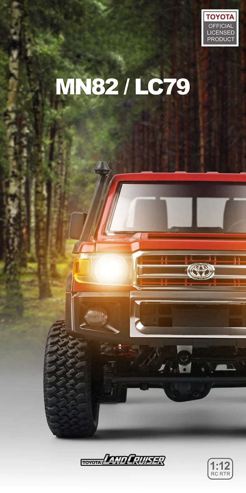 MN82 4WD RC Off-road Vehicle 1/12 LC79 Pickup Climbing Car with LED Lights Full Size Simulation RC Climbing Car Boy Toy Car