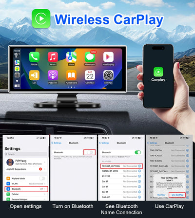 4K Dash Cam Dual Lens Car DVR With Wireless CarPlay - Smarsty