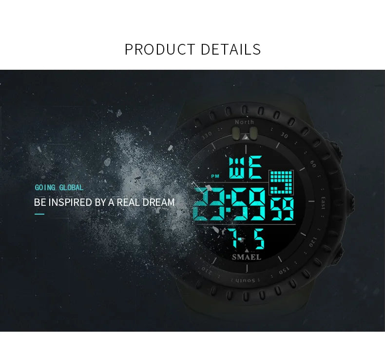 SMAEL Waterproof Digital Sports Watch with Big Dial - Smarsty