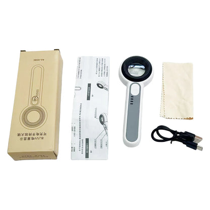 60X Handheld Magnifier Rechargeable Illuminated Magnifying Glass Wear Resist Lighting Book Magnifier for Seniors Reading Repair