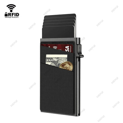 Anti-theft Cards Protectors Card Holder Minimalist Smart Wallet RFID Protection Aluminum Metal Box Cardholder Case Porte Carte - Smarsty
