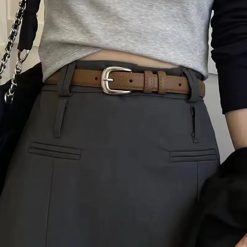 Women PU Leather Thin Belt Soft Comfortable Casual Waistband - Smarsty