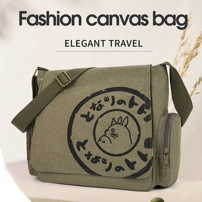 Vintage Cartoon Canvas Messenger Bag Women Large Capacity - Smarsty