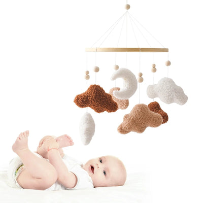 Baby Crib Mobile Bed Bell Rattle Toys Wooden Crochet Stars Pendant Bed Bell Toys Newborn Comfort Crib Bracket Hanging Toys Gifts by Smarsty