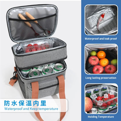 Insulated Cooler Lunch Bag Tote For Women Men Travel - Smarsty