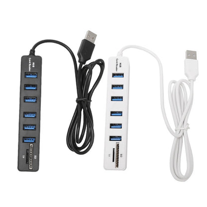 USB 6 Port Extension Hub High Speed Transmission Memory TF Splitter Adapter Plug and Play USB 2.0 for Laptop Computer PC