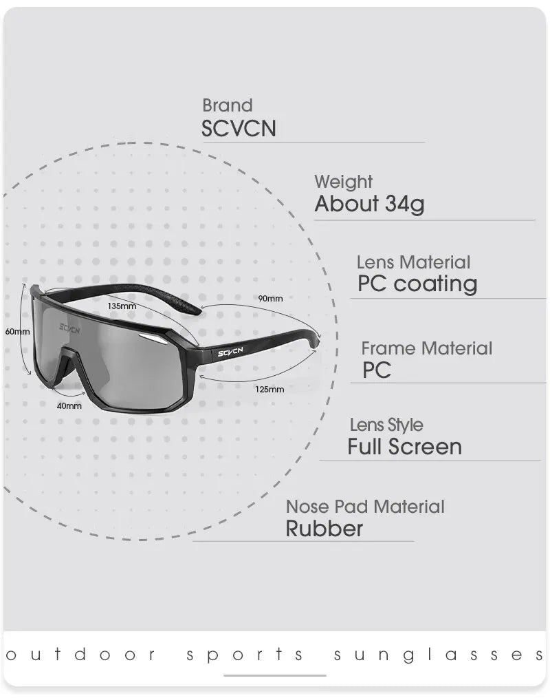 Cycling Glasses Photochromic Sunglasses Men Women Mountain Bike Road Eyewear New Bicycle Riding Outdoor Sports Hiking Goggles - Smarsty
