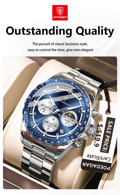 Waterproof Stainless Steel Men's Chronograph Watch - Smarsty