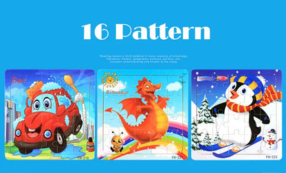 New 20 Piece Wooden 3d Puzzle Cartoon Animal Vehicle Jigsaw Puzzle Montessori Educational Toys For Kids Baby 1 2 3 Years by Smarsty