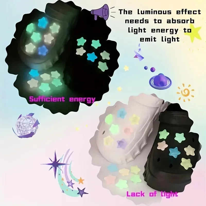 7/14pcs Glow-in-the-Dark Star Shoe Charms Easy Install Fun DIY hole shoes Buckles for Hole shoes