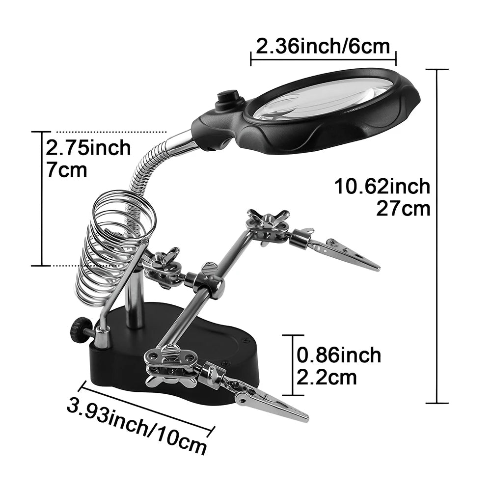 Welding Clip Magnifier with LED Light and Stainless Steel Durability - Smarsty