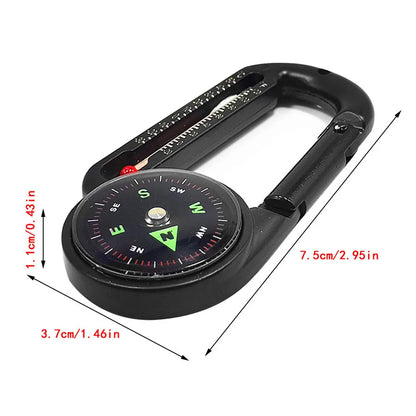 Outdoor Compass Carabiner Mini Camping Keychain Mountaineering Hiking Backpack Buckle with Compass Survival Children Gifts