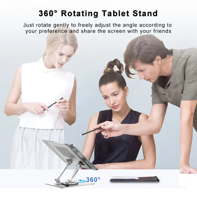 ST04 Swivel Tablet Stand Aluminum Portable 360 Rotating Tablet Stand Holder for Desk Business Kitchen Desktop for IPAD - Smarsty