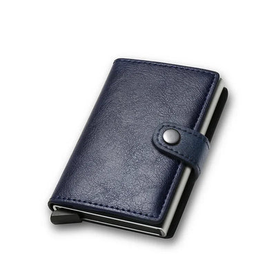 Carbon Fiber Credit Card Holder Wallet Men Rfid Smart Metal Thin Slim Pop Up Minimalist Wallet Small Black Purse Metal Vallet - Smarsty