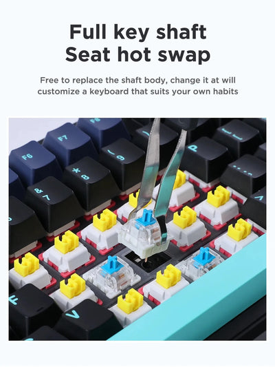 87 Key Mechanical Keyboard Tri Mode Wireless RGB Gasket - Smarsty