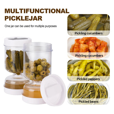 Pickles Jar With Forks Dry and Wet Dispenser Pickle and Olives Hourglass Jar Cucumber Container for Kitchen Juice Separator Tool by Smarsty