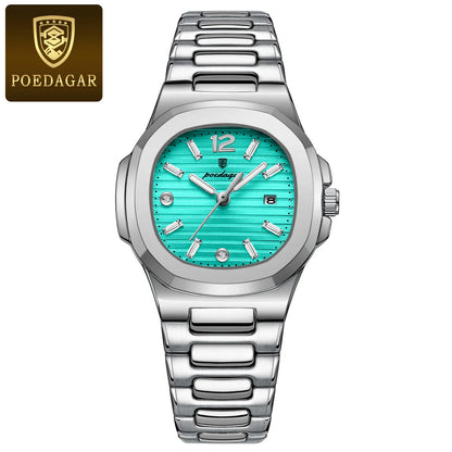 POEDAGAR Luxury Square Watch For Woman Luminous Waterproof Date Ladies Watch Elegant Women's Quartz Watches Simple Female Clock - Smarsty