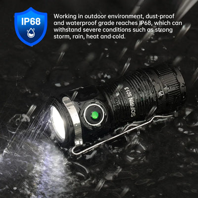 Sofirn Mini SC13 SST40 LED 1300lm Tactical 18350 Rechargeable Flashlight 6000K Keychain Emergency Torch Led Light with Magnetic - Smarsty