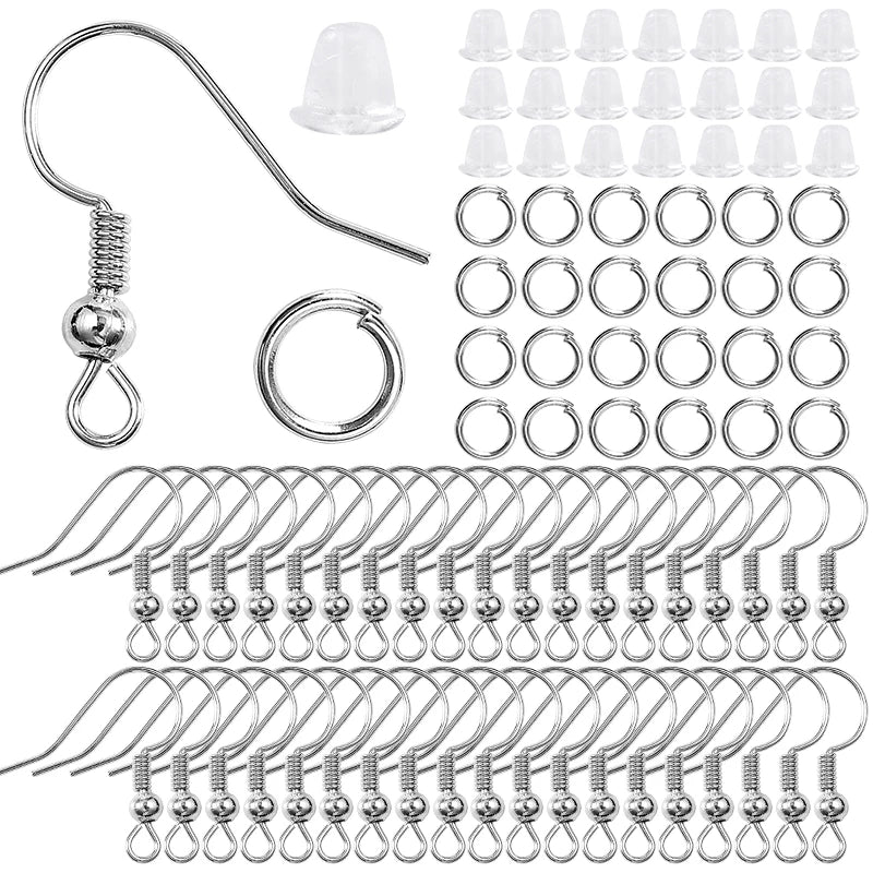 300Pc Hypoallergenic Earring Hooks Kit With Clear Backs - Smarsty