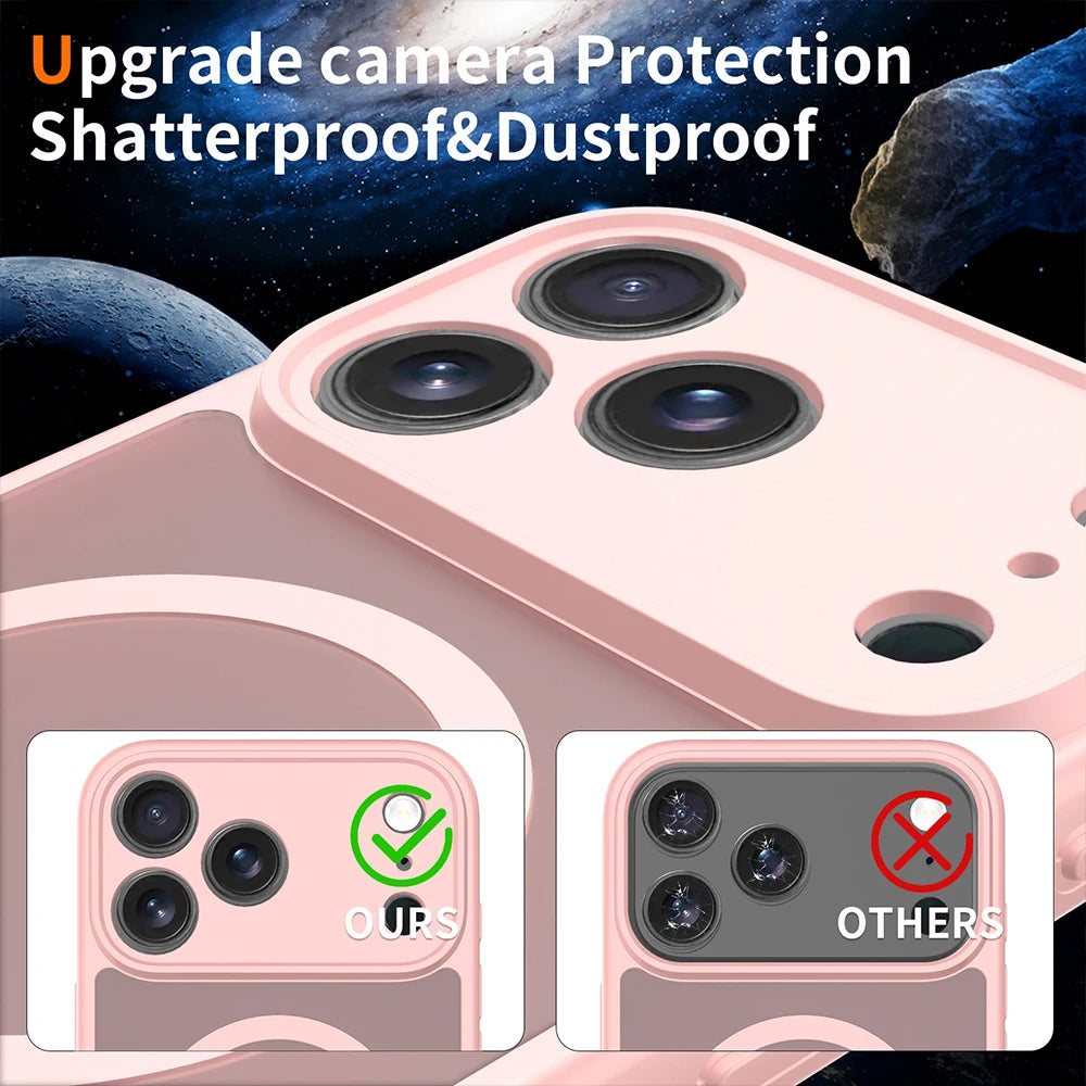 Matte Translucent Phone Case For iPhone 17 16 15 14 13 12 Pro Max Plus For Magsafe Wireless Charge Armor Shockproof Cover
