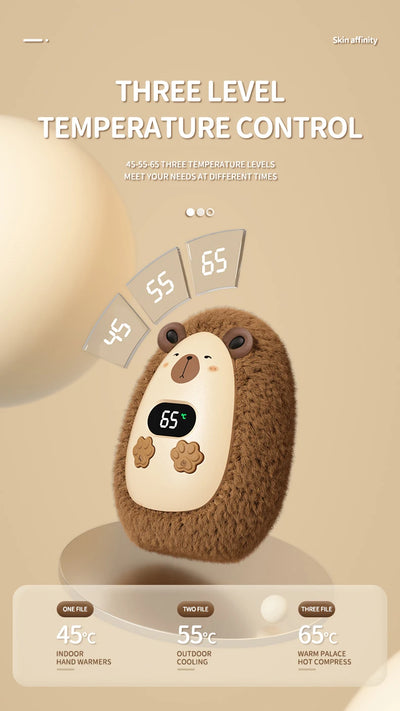 Plush Hand Warmer Winter Mini Portable Three-speed Adjustment Battery Life Long-lasting Smart Temperature Control Hand Warmer - Smarsty