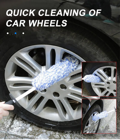 Car Wheel Brush With Premium Microfiber And Non Slip Handle - Smarsty