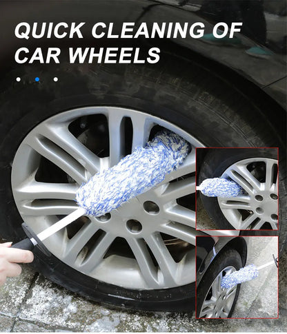 Car Wheel Brush With Premium Microfiber And Non Slip Handle - Smarsty