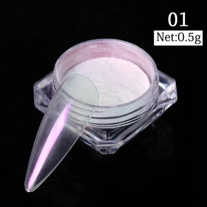 Aurora Pearl White Nail Glitter Powder for Stunning Designs - Smarsty