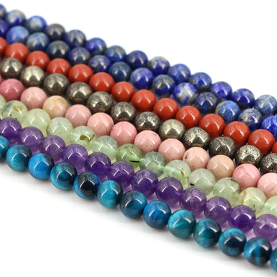 Natural Stone Beads Blue Tiger Eye Crystal Amethyst Rose Quartz Gemstone Bead for Jewelry Making Bracelet Necklace 4/6/8/10MM - Smarsty