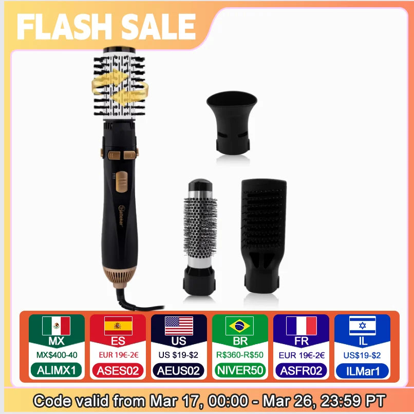 Hatteker Hot Air Brush with Replaceable Heads for Versatile Styling - Smarsty