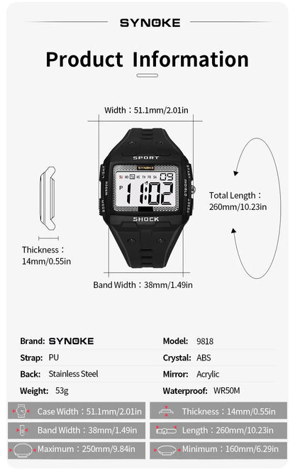 SYNOKE Waterproof Sports Watch with Night Glow Feature - Smarsty