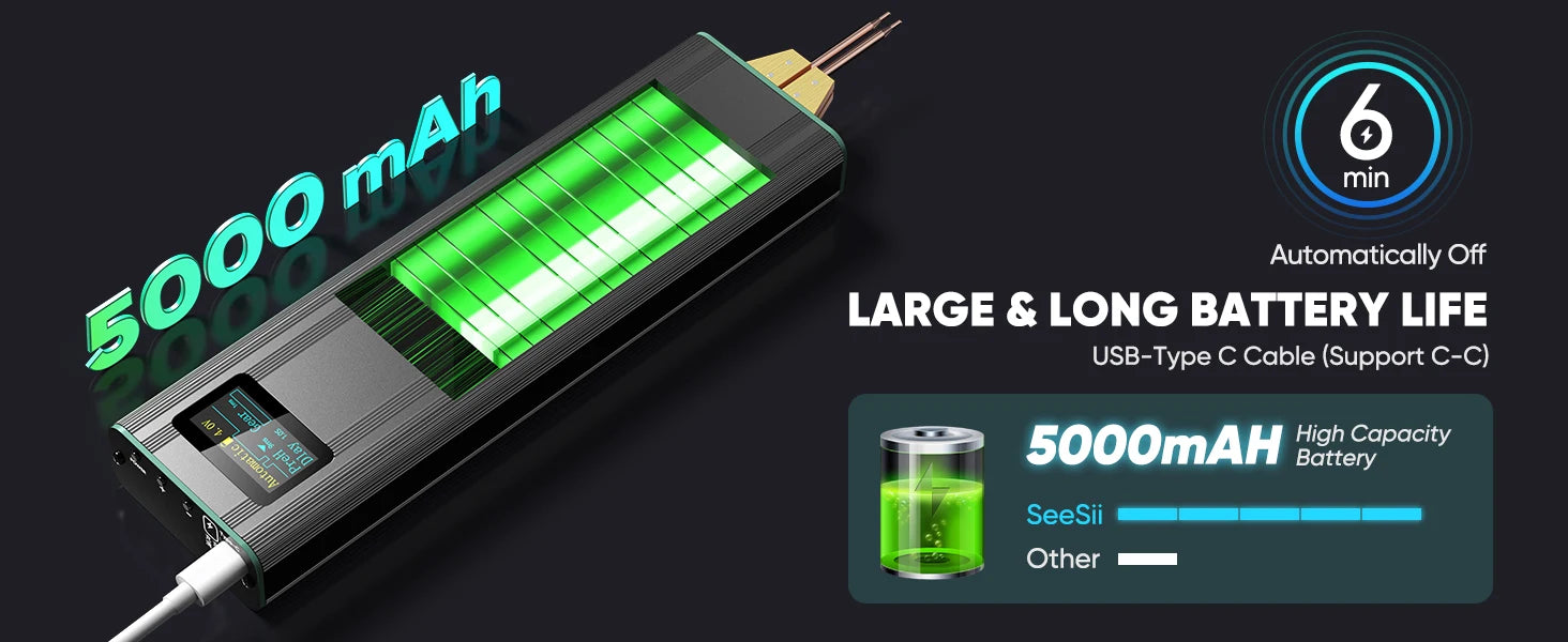 Seesii 80 Gears Mini Portable Spot Welder Spot Welder with Digital Display Upgraded Handheld Welding Nickel Sheets 0.1-0.2mm