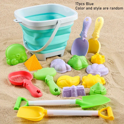Children's Sand Digging Toy Set Beach Play Water And Sand Folding Bucket Shovel Mold Summer Gift Random Colors Styles by Smarsty