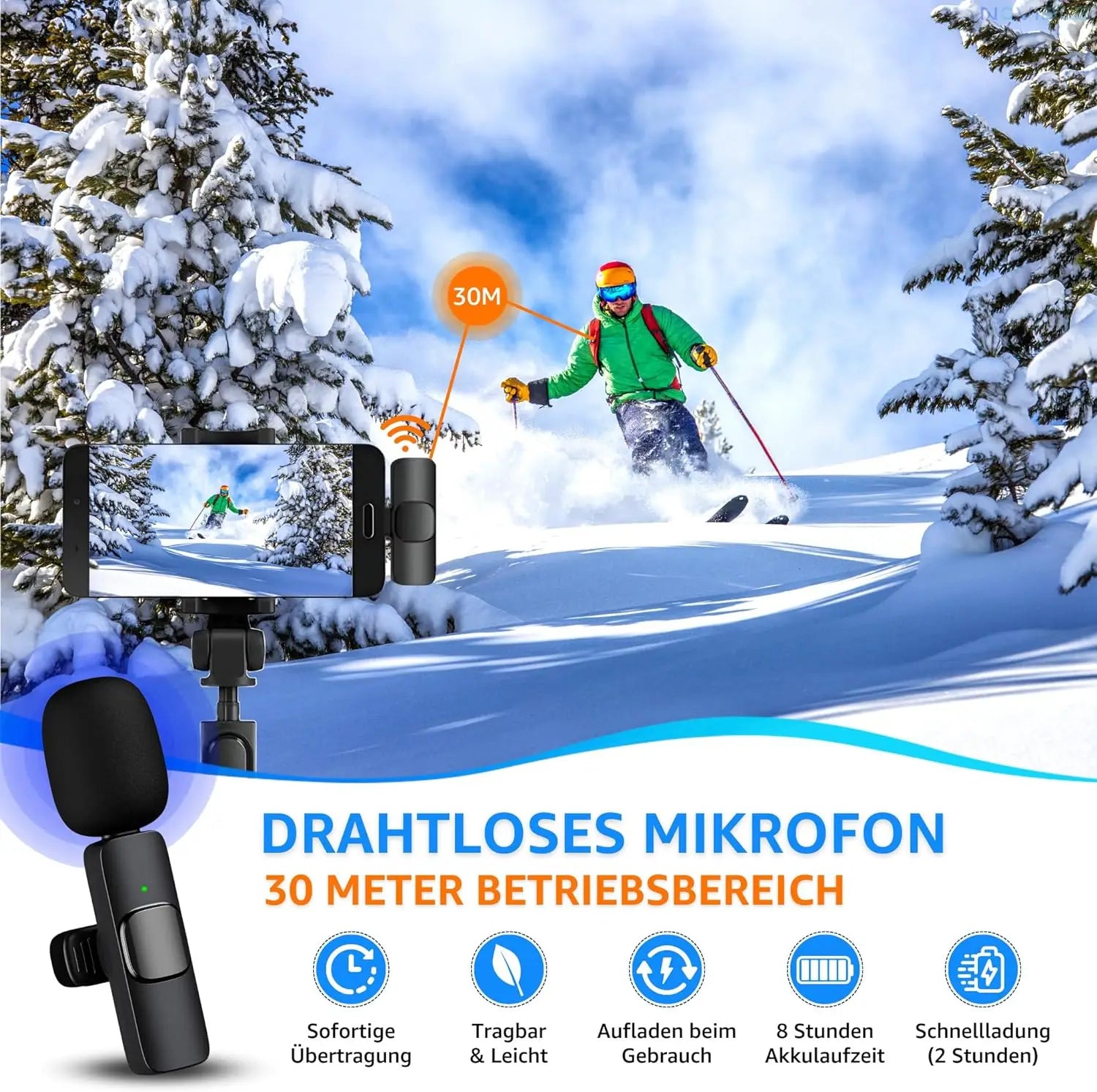 Wireless Lavalier Microphone for iPhone and Android - Smarsty