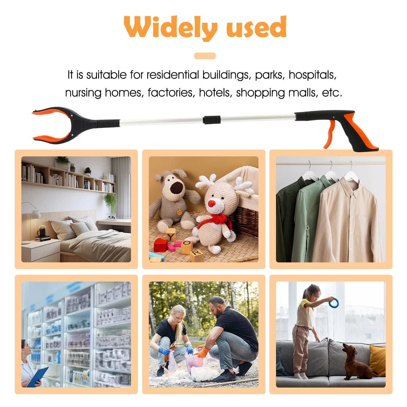 2-Pack Foldable Garbage Clip Litter Reachers Pickers Gripper Extender Hand Tools Environmental Sanitation Garbage Collector