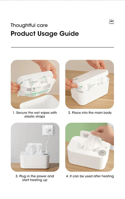 Baby Wipe Warmer Heater with LED Display Wet Towel Dispenser Portable USB Charge Baby Wipe Warmer Napkin Heating Box Home/Car - Smarsty