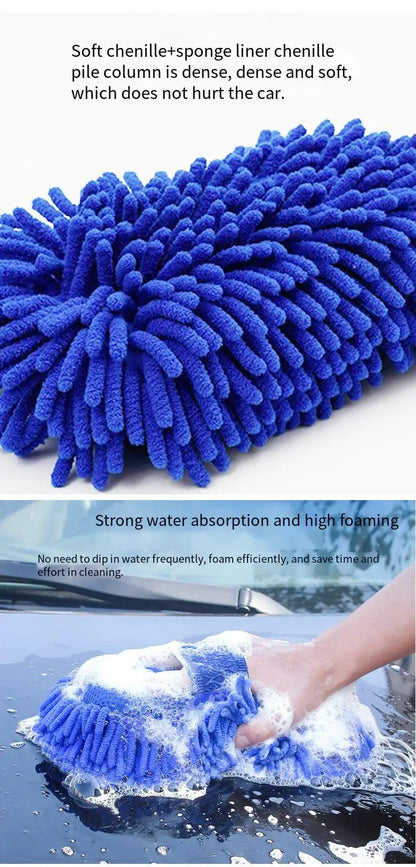 Absorbent Microfiber Chenille Car Wash Sponge Brush Kit - Smarsty