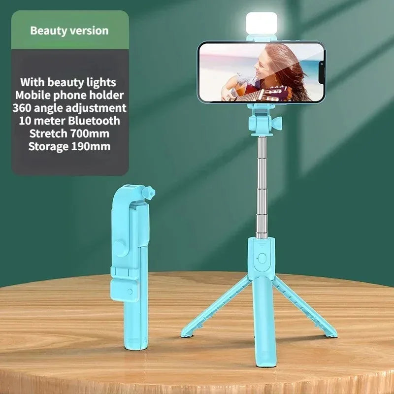 Selfie Stick Wireless Tripod Stand with Light Bluetooth Remote Extendable Tripod for iPhone Mobile Phone Tiktok Live Streaming - Smarsty