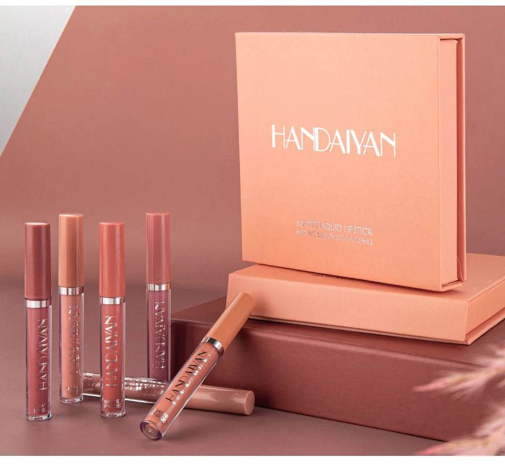Handaiyan Set of 6 Long Lasting Non-Stick Lip Gloss - Smarsty