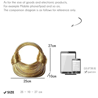 Women Handbags 2024 Designer Rope Knotted Gold Clutch - Smarsty