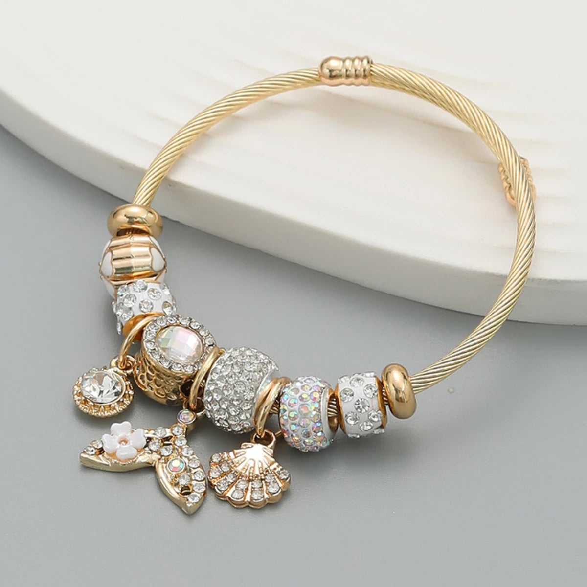 Fashion Stainless Steel Beaded Love Bracelet for Women - Smarsty