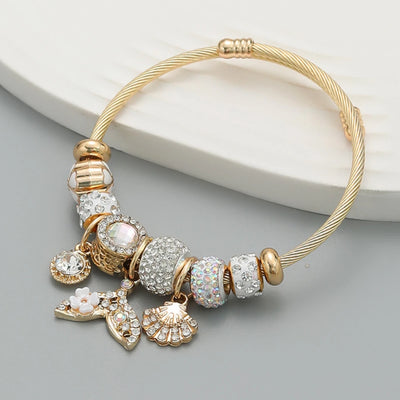 Fashion Stainless Steel Beaded Love Bracelet for Women - Smarsty