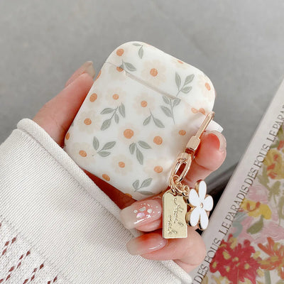 Flower Print Silicone Case For Apple AirPods 4 With Keychain - Smarsty