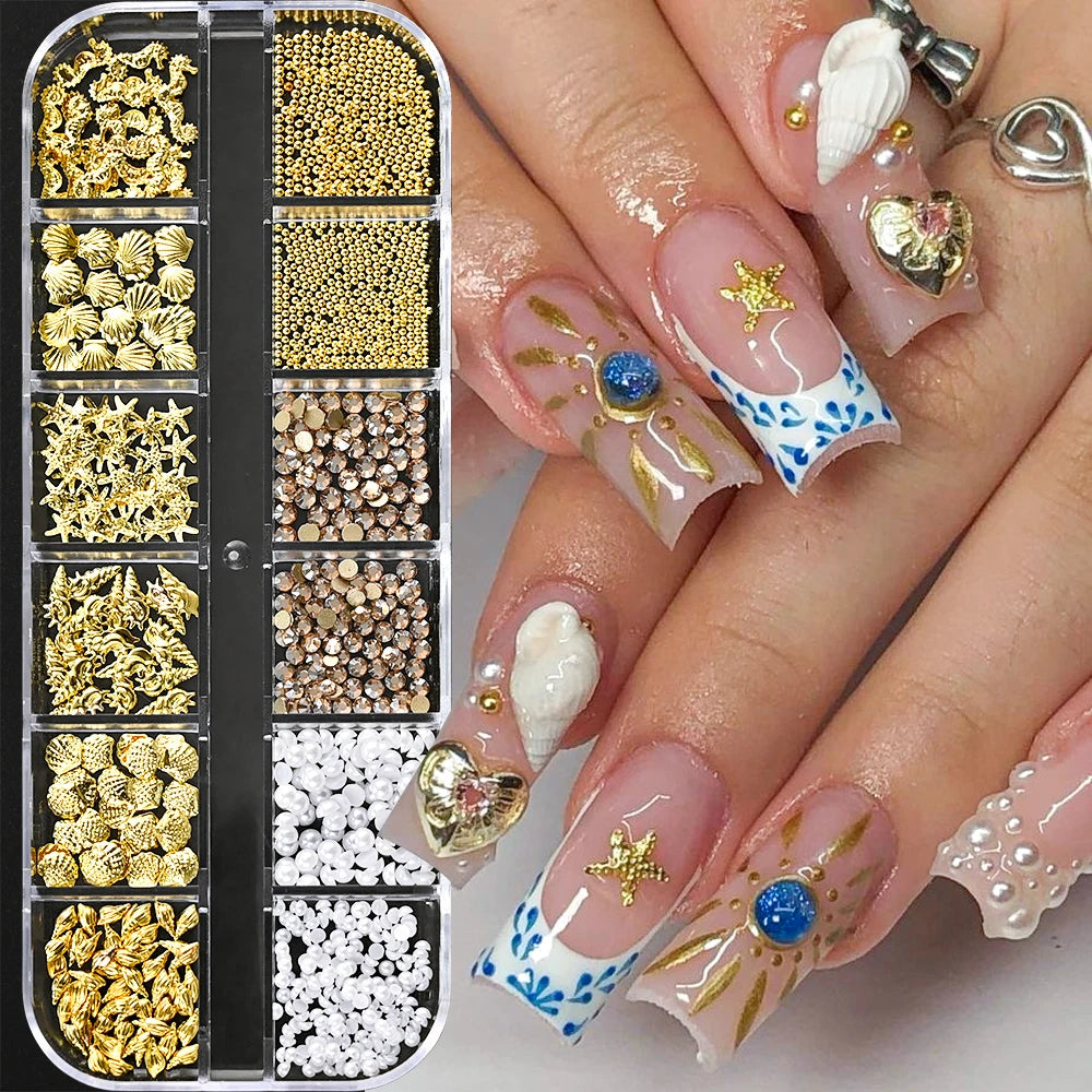 Ocean Gold Nail Art Charms for Stunning Manicure - Smarsty