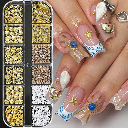 Ocean Gold Nail Art Charms for Stunning Manicure - Smarsty