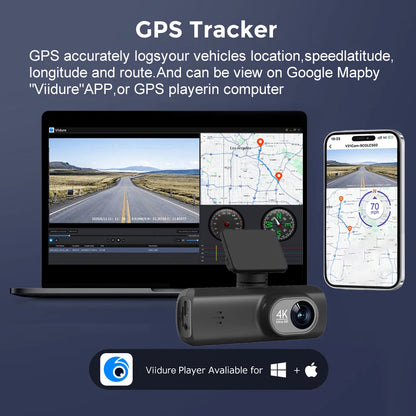4K Dash Cam With WiFi Dual Lens GPS Parking Monitoring - Smarsty