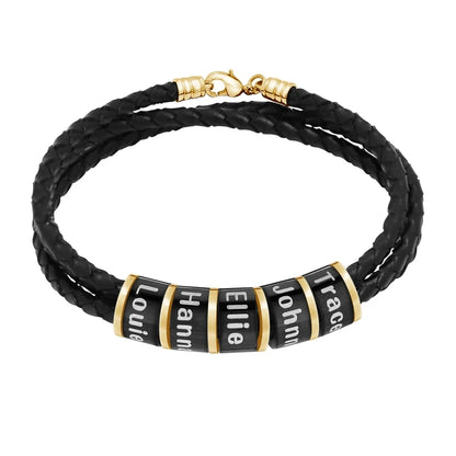 Personalized Men Leather Bracelet Custom Name Gift - Smarsty