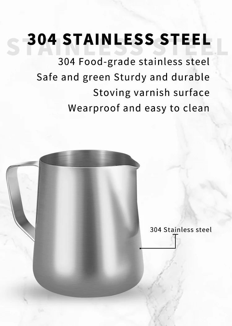 Milk Frother Jug Stainless Steel Container 100ML 350ML 600ML Frothing Pitcher Coffee Cups Latte Barista Espresso Maker Accessory - Smarsty