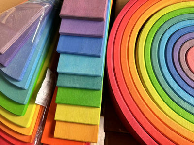 High Quality Wooden Toys Lime Wood Rainbow Arch Stacking Blocks Building Semi Color Sorting Peg Dolls Balls Slat for Kids Play - Smarsty